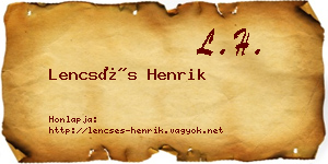 Lencsés Henrik névjegykártya
